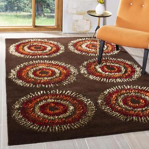 Ковер SAFAVIEH, 107 x 168 см, Soho Collection, Brown & Gold, ручной работы из шерсти, идеален для помещений с высокой проходимостью: прихожая, гостиная, спальня (SOH719B)