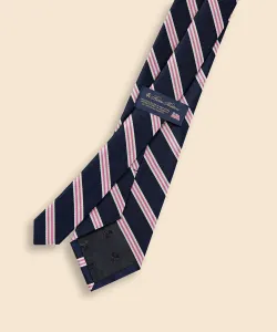 Шелковый мини-галстук BB#1 в полоску, изготовлен в США.