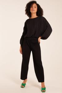 Плиссированный топ с длинными рукавами Blue Vanilla, черный