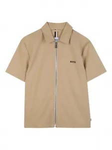 Фактурная рубашка с короткими рукавами Boss Kidswear, коричневый