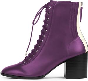 Женские ботильоны FSJ с квадратным носком, шнуровкой, на щиколотке, с массивным каблуком, задней молнией, модные челси, для вечеринок, короткие ботинки, размер 4-15 US, Purple