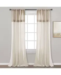 Оконные шторы-плиссе из искусственного льна в фермерском стиле с цветными блоками Lush Decor, linen