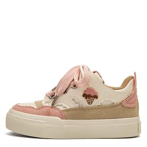 Против скольжения и устойчивые к износу низкие кеды для скейтбординга с эффектом увеличения роста для женщин Far waves, кремовый