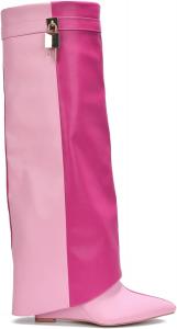 Женские ботильоны на танкетке Cape Robbin, высокие до колена, с заостренным носком и отворотом, на танкетке, Pink