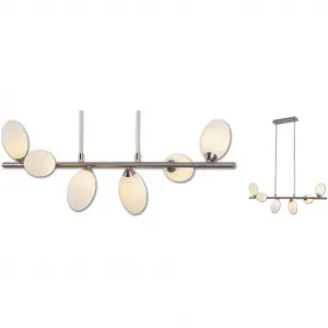 Подвесной светильник с LED-наветкой Eleganza G9 1 шт. Теплый белый, 6 плафонов, точки с опаловым стеклом, длина: 25 см, в комплекте 6x G9 LED/6x4 Вт теплый белый Näve, Stahl blank