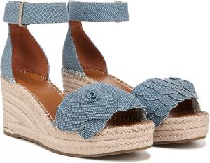 Сандалии Franco Sarto Clemens Raffia Espadrille Wedge Heel Sandals, цвет Denim Blue Flower
