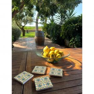 Подставки для напитков queence Зеленый бирюзовый мозаичный узор плитки камни Мозаичный набор подставок под кастрюли из натурального камня 10x10x1см Queence, Bunt