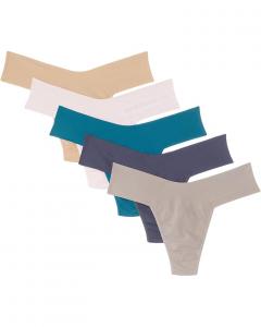 Стринги Hanky Panky BreatheSoft Natural Rise Thong 5-Pack, цвет Biscotti/Bliss Pink/Earth Dance/Granite/Evening Grey