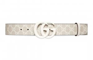 Кожаный ремень GG Marmont для женщин Ecru Ширина 4 см GUCCI