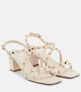 Сандалии из кожи Rockstud Valentino Garavani, Light Ivory