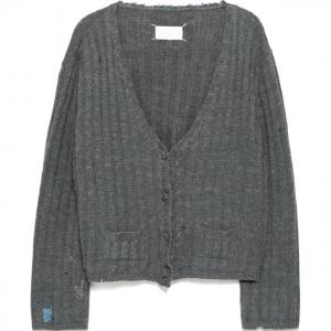 Потрепанный кардиган с глубоким вырезом Maison Margiela, серый