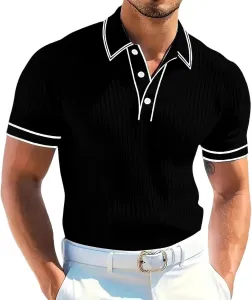 Мужская летняя рубашка-поло с коротким рукавом и отложным воротником TXGMNA