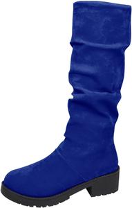 Женские ботильоны водонепроницаемые с плюшевой подкладкой, стильные женские вестерн-бботинки, застежка-молния снаружи Generic, Blue
