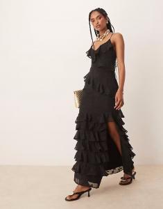 Платье-макси Anaya Floral burnout cami черного цвета