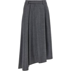 Юбка миди с асимметричным подолом Brunello Cucinelli, серый