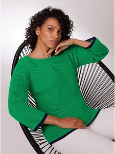 Свитер с рукавами 3/4 травянисто-зеленого цвета creation L