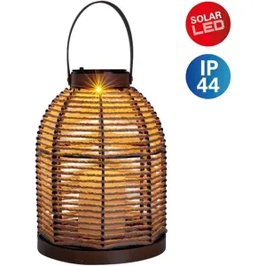 Солнечный светодиодный светильник näve Korbinian, 1 шт., теплый белый, с натянутым шнуром, ручкой, неосвещенной декоративной свечой, высота: 29 см Näve, Natur