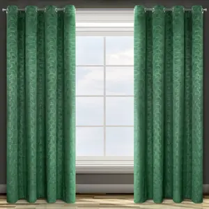 Design91 Штора ЭЛЛЕН темно-зеленая 140x250 см Штора на люверсах Eurofirany