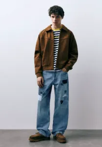 Джинсы свободного кроя в стиле пэчворк Pull&Bear, Blue Denim