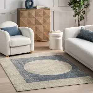 Коврик для пола в стиле середины века с геометрическим узором Nyra nuLOOM, 122x183 см, синий