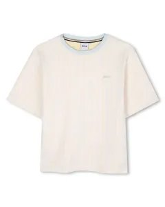 Детская полосатая футболка с коротким рукавом BOSS Kidswear, белый