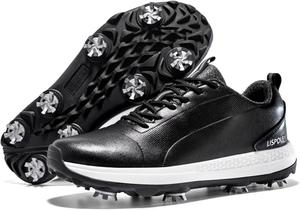 Мужские гольф обувь с шипами, нескользящие, для занятий гольфом на открытом воздухе, классические кроссовки для гольфа Qz-Itry, черный