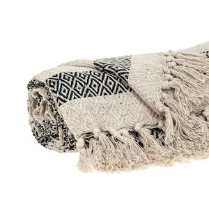 Плед из мягкого хлопка ручного ткачества черного и бежевого цвета с ромбовидной переплетением Homezia, цвет Multicolored