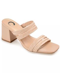 Женские сандалии Natia Woven Block Heel Journee Collection, коричневый/бежевый