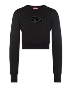 Укороченная толстовка с вырезанным логотипом. Diesel, черный