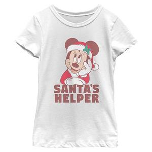 Футболка с принтом Minnie Mouse в роли помощницы Санты для девочек Licensed Character