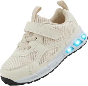 Детские кроссовки Floranate с подсветкой для мальчиков и девочек, светящиеся LED, легкие для прогулок и тенниса, для малышей и маленьких детей, слоновая кость