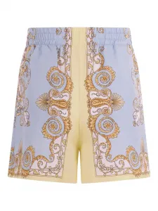 Шорты с барочным принтом Versace Kids, синий