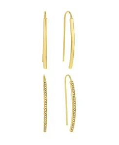 Комплект серег с изогнутой хрустальной планкой And Now This, gold