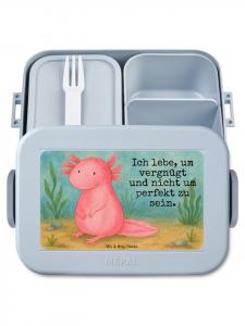 Mr. & Mrs. Panda Контейнер для бенто в виде аксолотля с милым дизайном и надписью, пастельно-голубой цвет