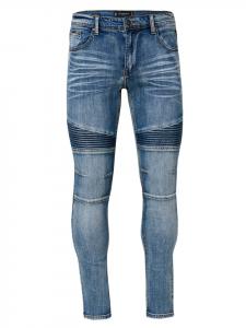 Джинсы скинни байкерского кроя синего цвета KOROSHI