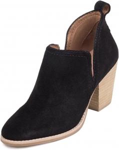 Женские ботильоны FOWT с круглым носком, V-образным вырезом, массивным каблуком, высоким каблуком, ботинки Челси, повседневные, уличные, ковбойские, элегантные, размеры 37-44, Schwarzes Wildleder