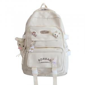 Deli Bear Нейлоновый рюкзак женский, Ecru Backpack with Rabbit Charm