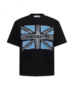 Футболка с выцветшим принтом и логотипом британского флага. Richmond, черный