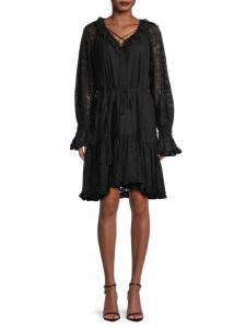 Мини-платье Senna с многоуровневым кружевом Kobi Halperin, черный
