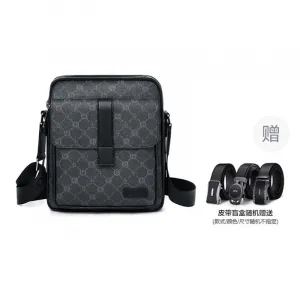 GOLF Кроссбоди из ПВХ большой мужской серо-черный, Gray & Black