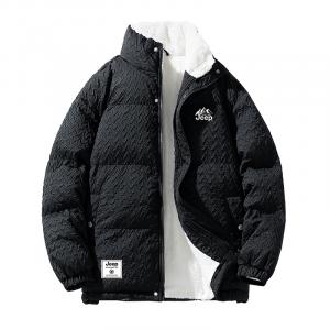 Пуховик Unisex Stand Collar Fleece lined Padded Puffer Jacket Jeep, черный