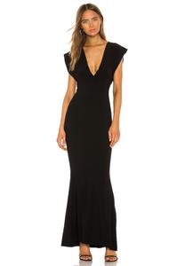 Платье Norma Kamali X REVOLVE V Neck Rectangle Gown, черный