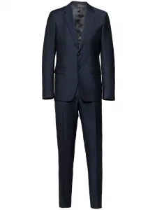 Шерстяной костюм с однобортным пиджаком Prada, синий