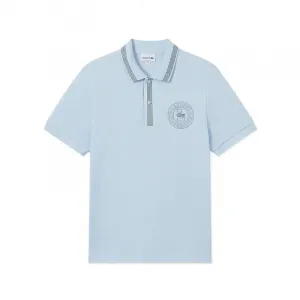 Поло с принтом в виде бейджа LACOSTE, светло-голубой