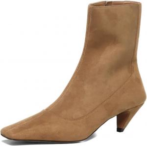 Женские ботильоны Miss Left с квадратным носком, боковой молнией, комфортным низким каблуком, короткие ботинки для повседневного отдыха, размеры 4-16 US, Sandy Brown