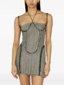 Мини-платье с воротником-халтер "Petal" Isa Boulder, серебряный