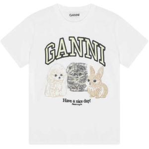 Футболка с принтом логотипа GANNI, ярко-белый