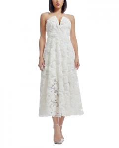 Бриелла Текстурированное платье миди Dress the Population, слоновая кость/кремовый