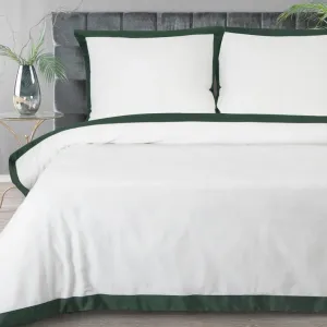 Комплект постельного белья LAURA белый темно-зеленый 160x200 см, комплект из 3 предметов: с 2 наволочками 70x80 см Eurofirany