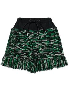 Sacai шорты с бахромой, зеленый